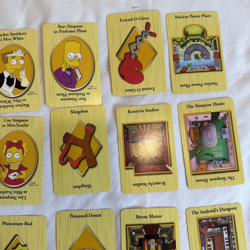Clue‎ The Simpsons 21 Suspect Weapons and Location Cards Replacement Parts 2000